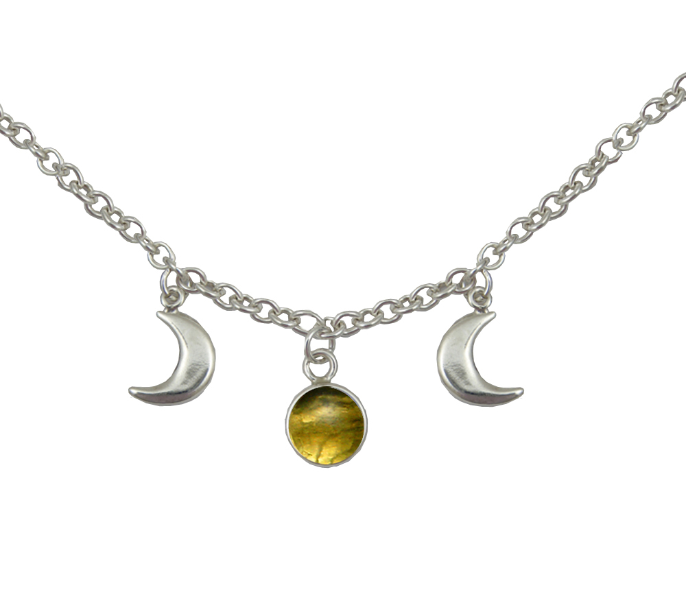 Sterling Silver Moon Phases Necklace With Citrine